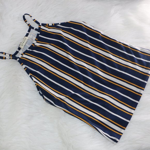 Beware High Neck Spaghetti Strap Tank Top - Vertical Stripes, Size Small - Picture 5 of 7